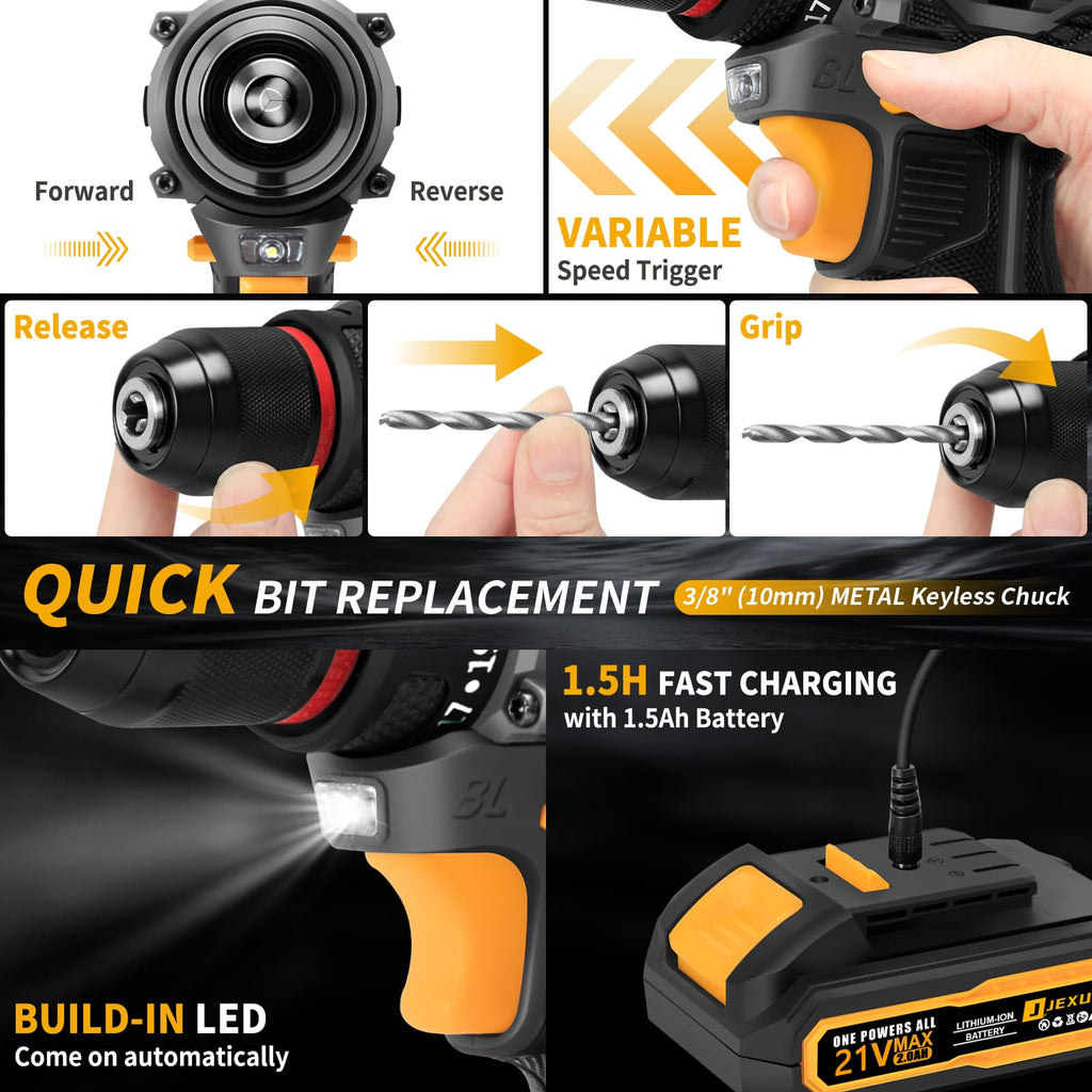 Cordless Drill Set 21V Brushless with 2 x 2.0Ah Battery G5586