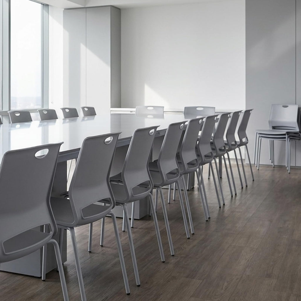 Grey Stack Chairs Set of 4 with Metal Legs J4530