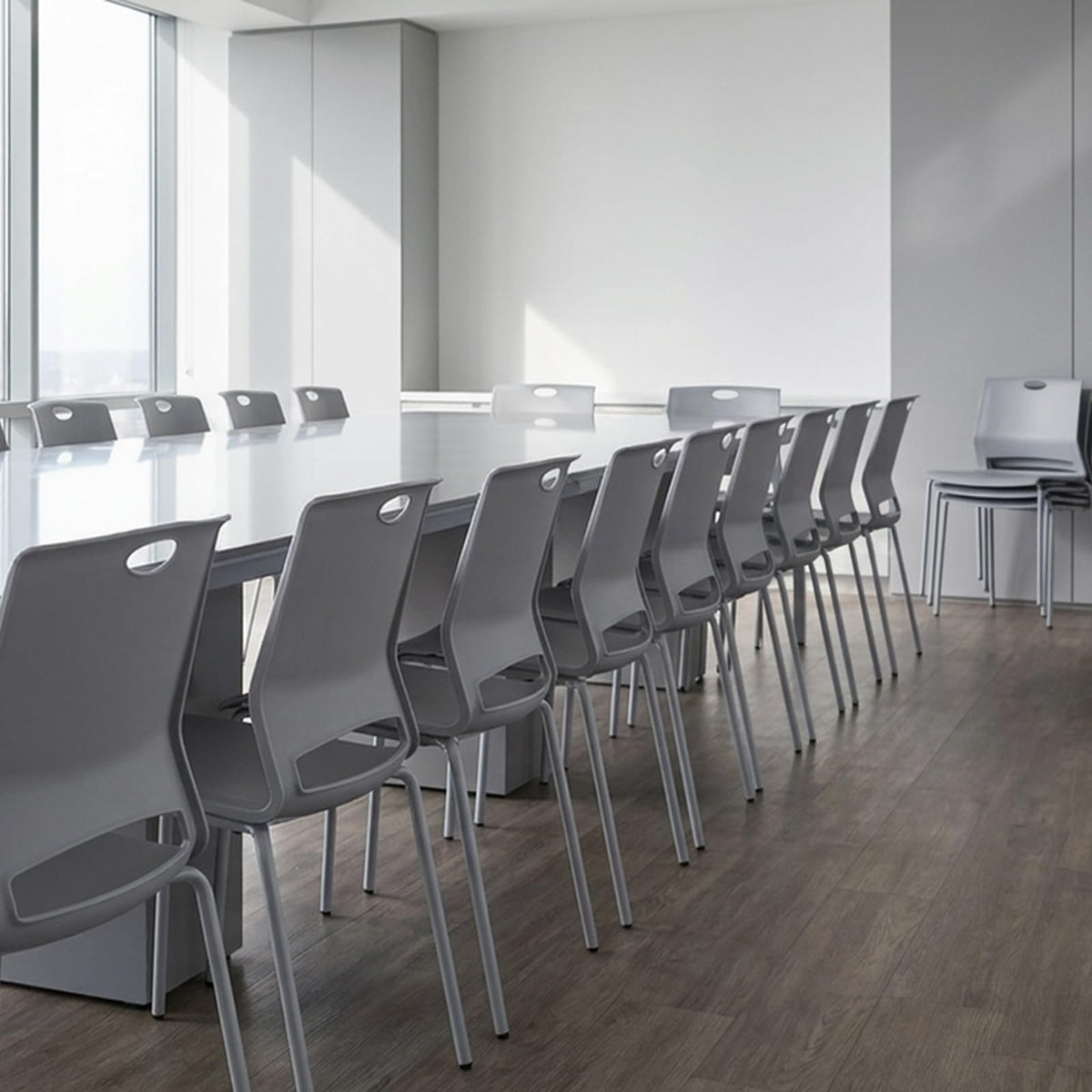 Grey Stack Chairs Set of 4 with Metal Legs J4530
