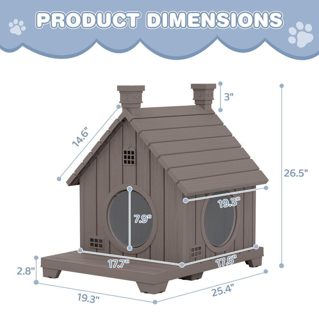 Weatherproof Resin Outdoor Cat House with Elevated Base Z793432