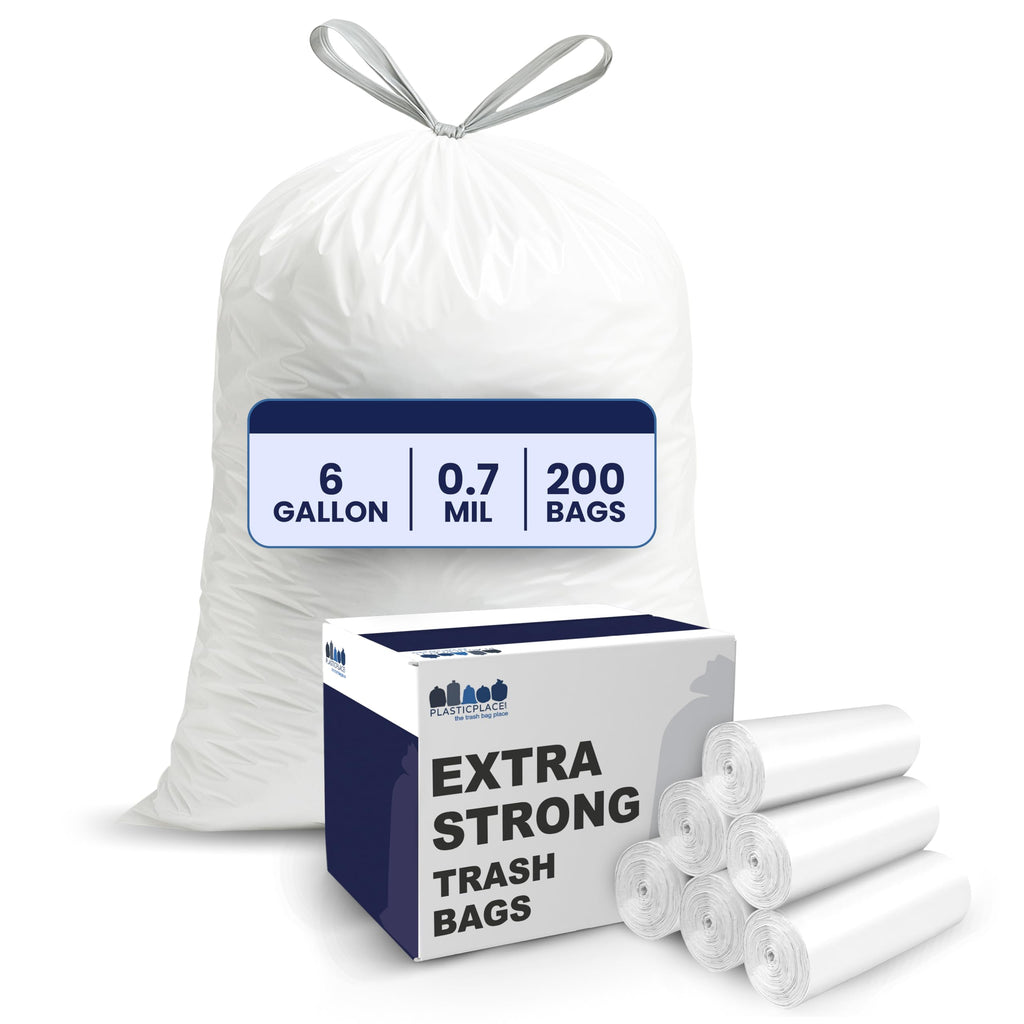 4-6 Gallon White Drawstring Bags S822880