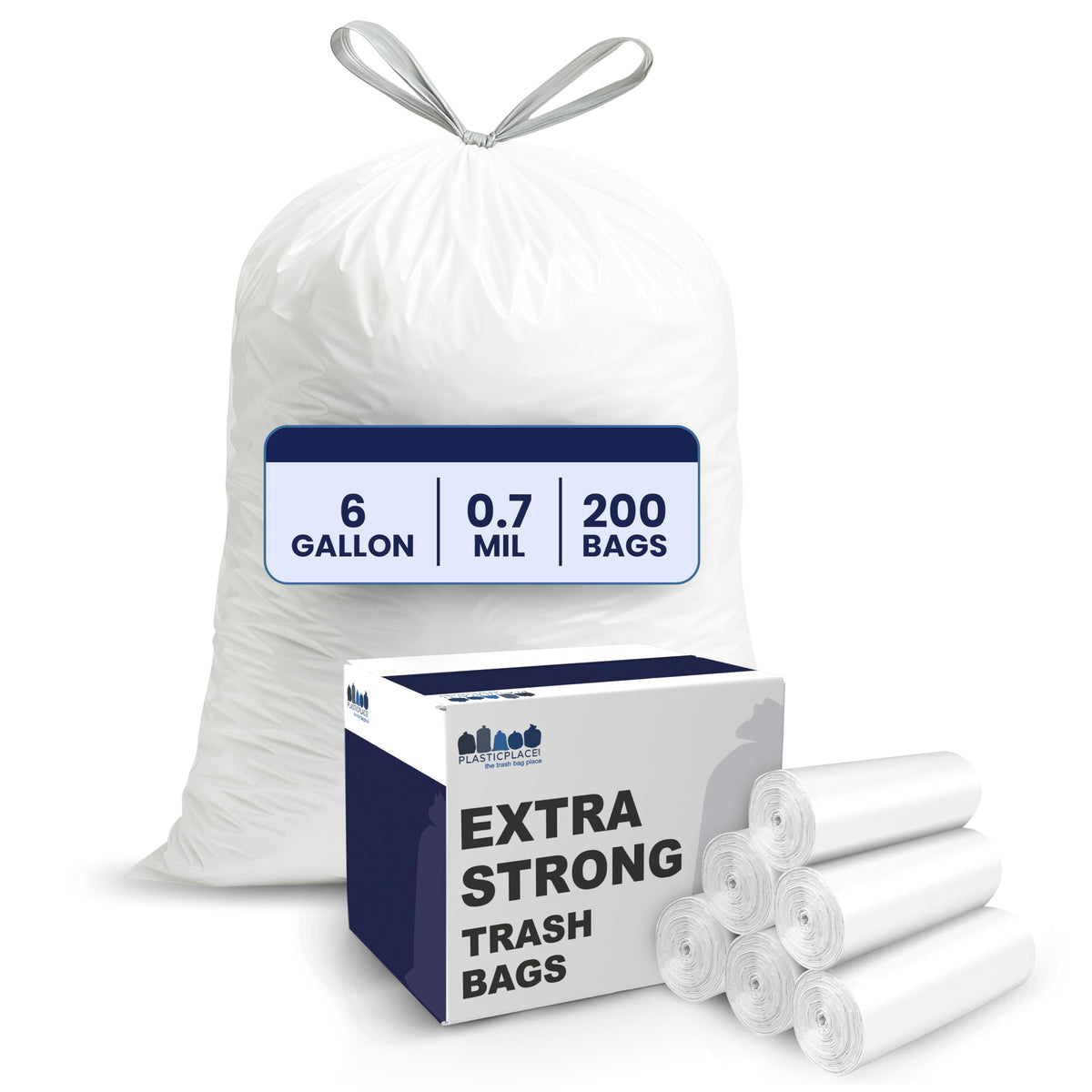 4-6 Gallon White Drawstring Bags S822880