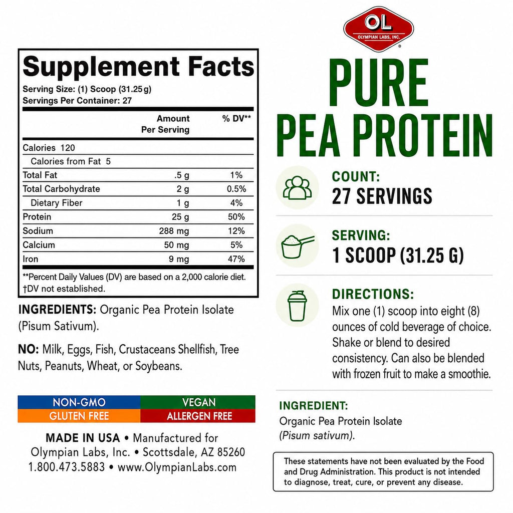 Plant Based Pea Protein Powder, Unflavored, 2 Pound Q503806