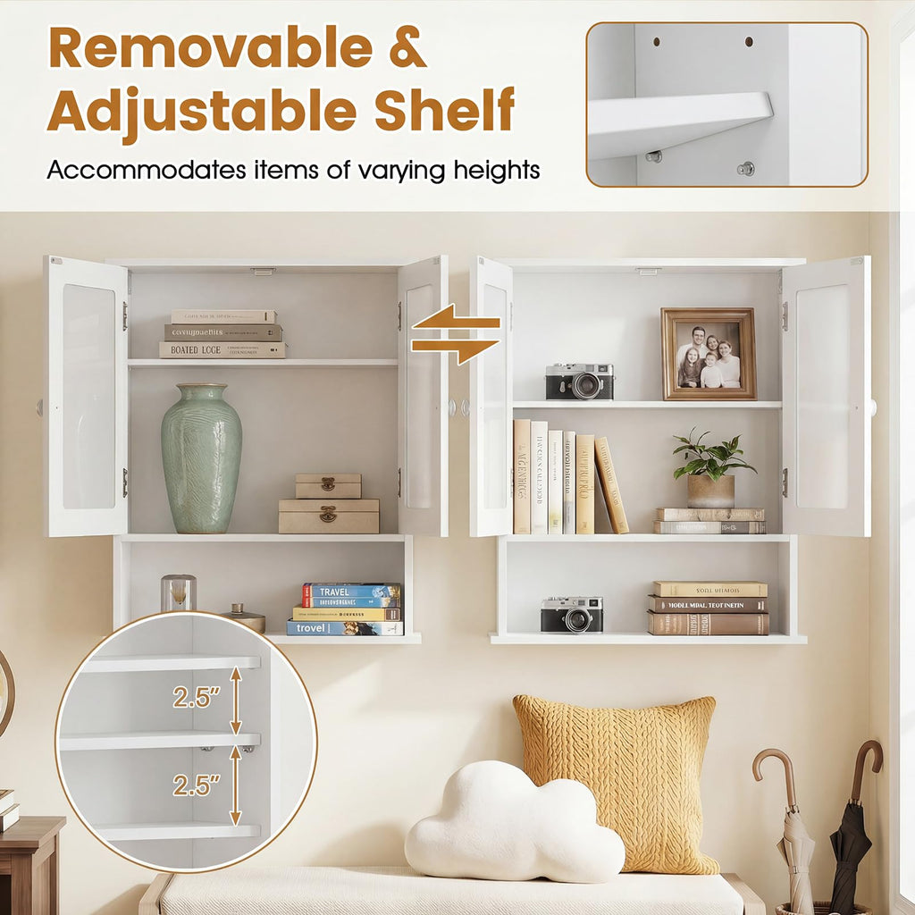 Wall Mounted Mirror Medicine Cabinet with Doors and Shelves O5082