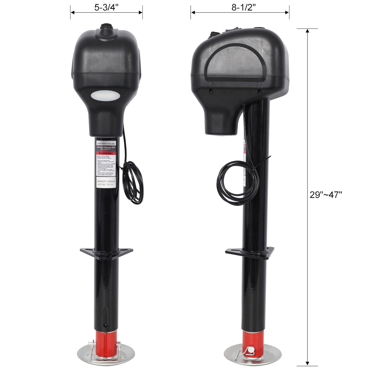 3500LBS Electric Tongue Jack with LED Work Light M33786