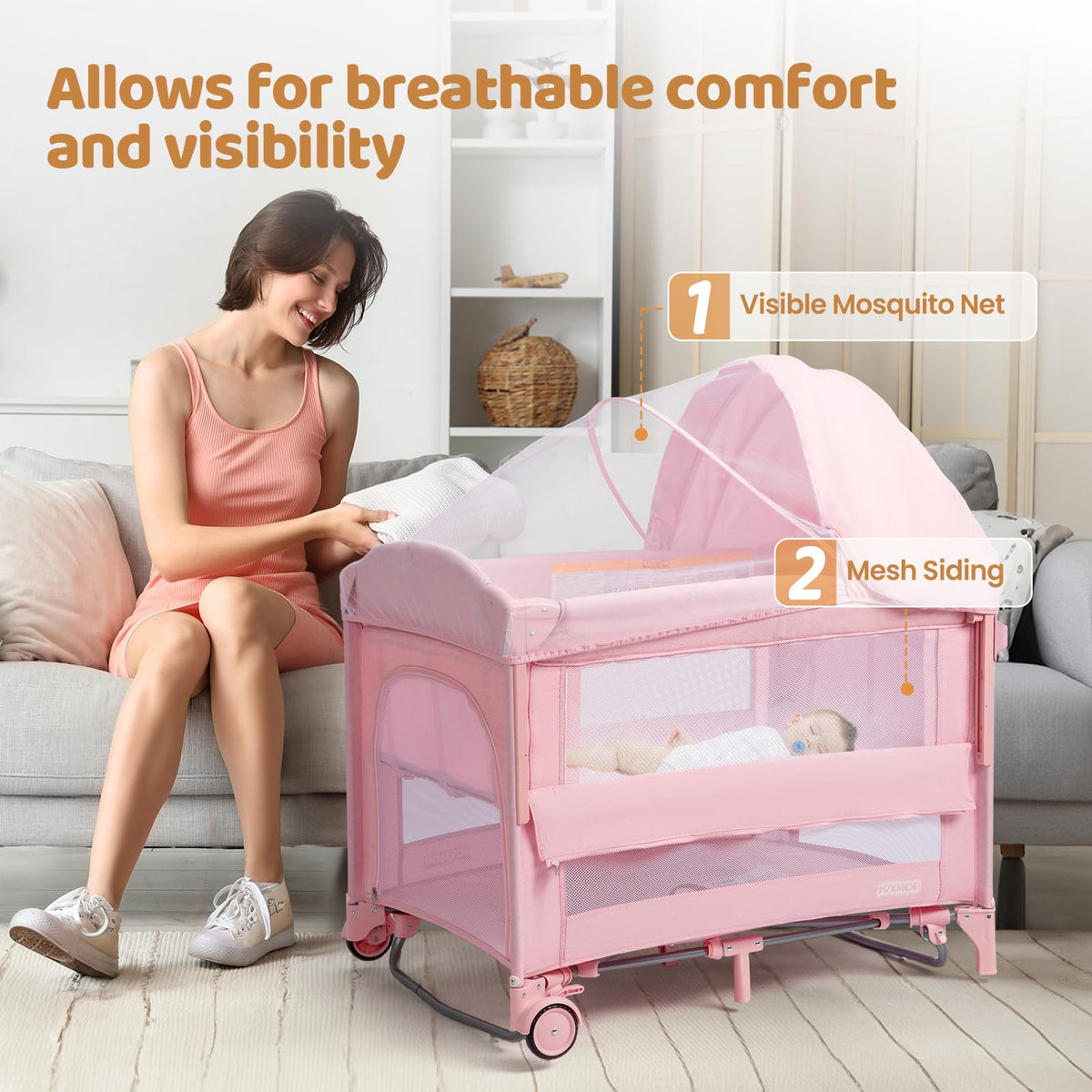9 in 1 Bedside Bassinet with Changing Table A66526