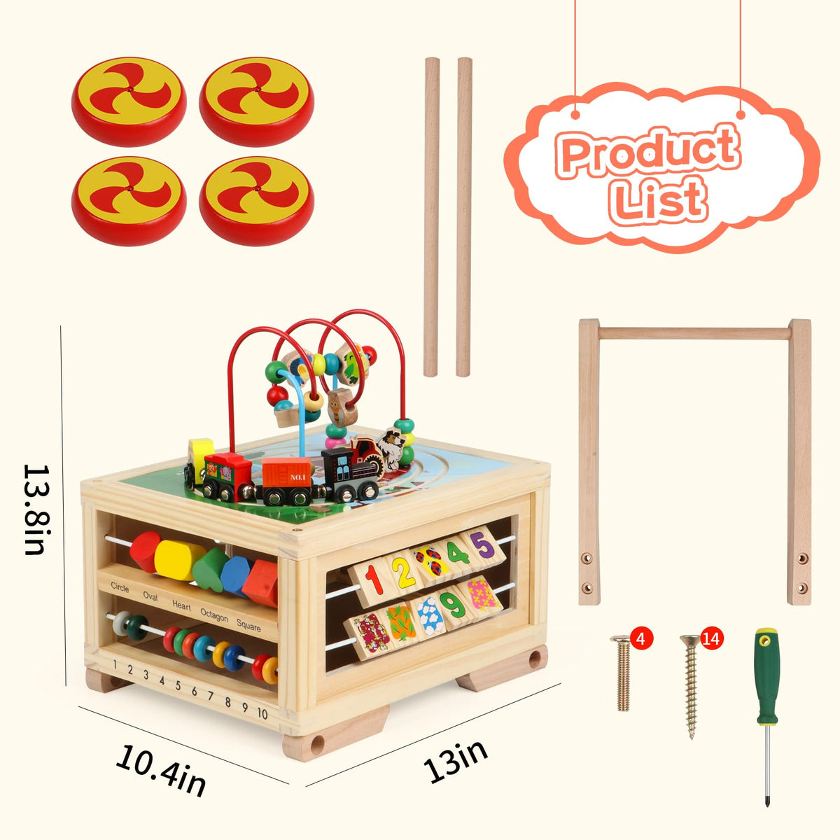 Wooden 7-in-1 Activity Cube E5885