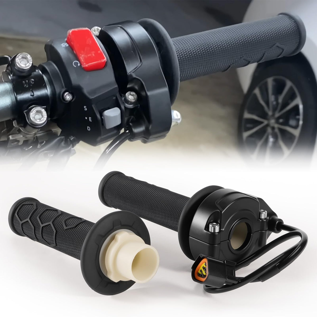 Electric Throttle Handle Assembly with Cable and Spare Right Handlebar Grip I327092