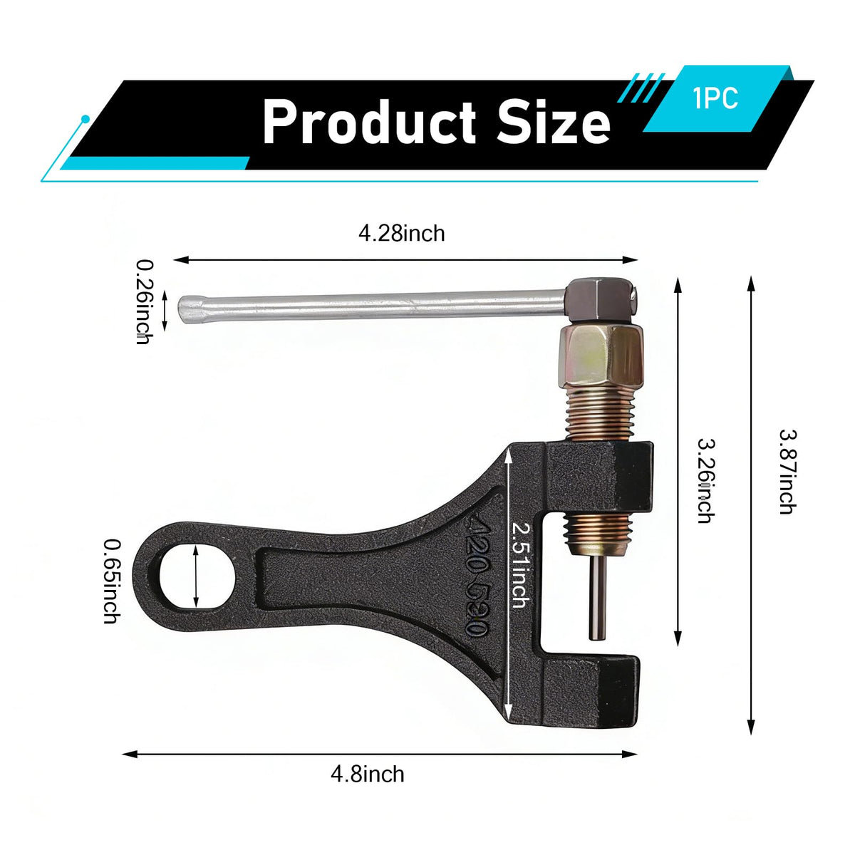 Heavy-duty Alloy 420-530 Roller Chain Breaker Tool with Grip H420985