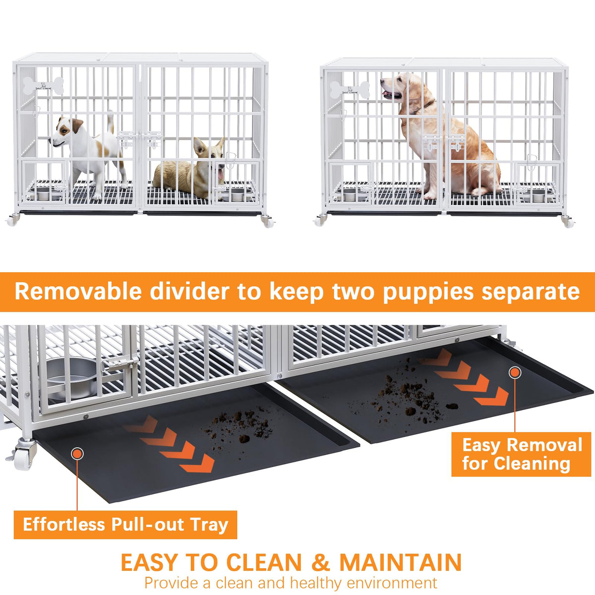 42" Heavy Duty Metal Dog Crate with Divider V242590