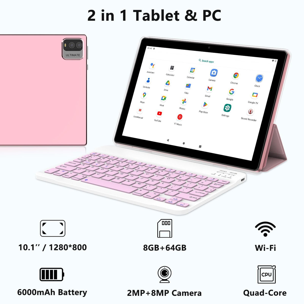 10 Inch Android Tablet with Keyboard 8GB+64GB Z984