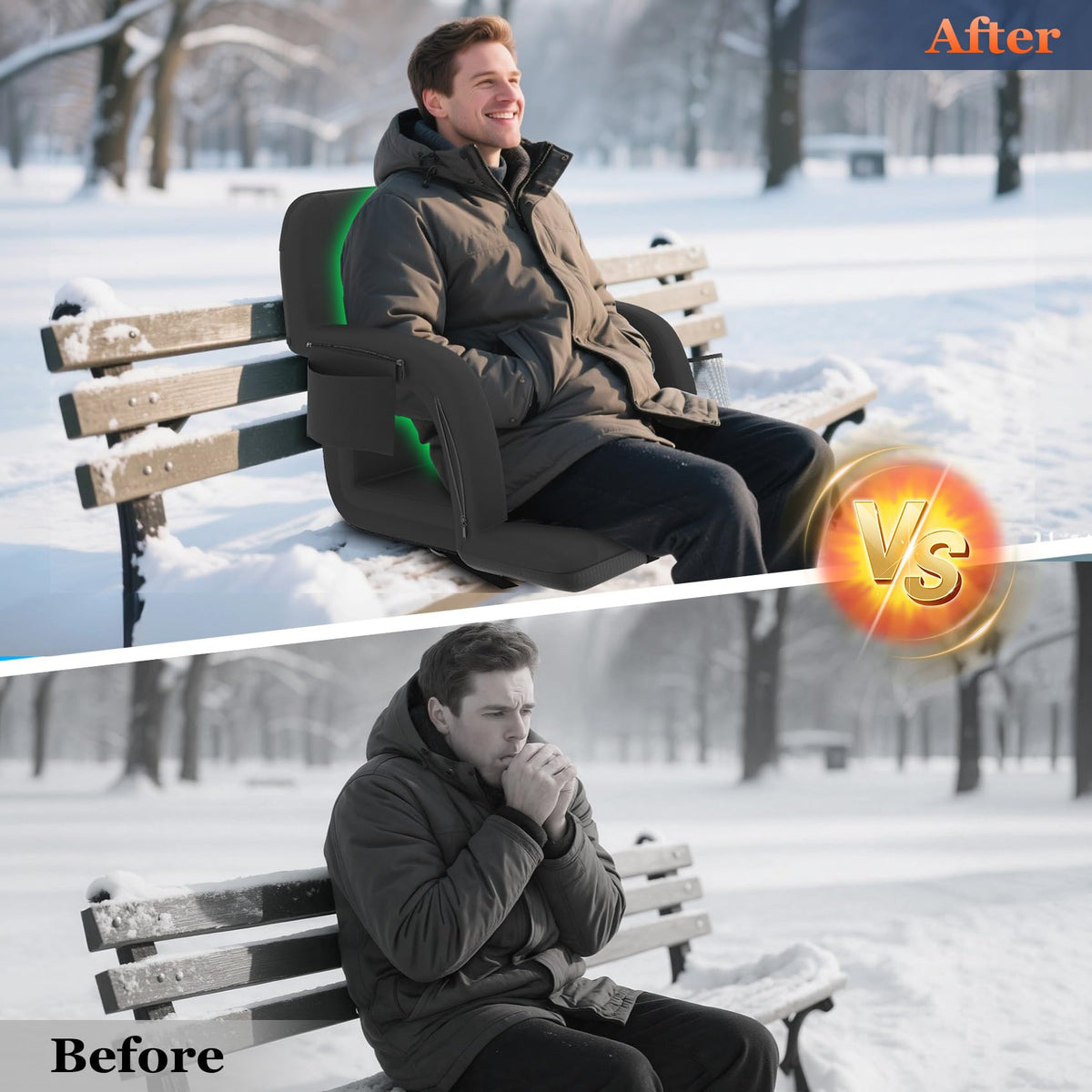 23" Heated Stadium Seats with Back Support, 2.5" Thick Cushion, 2PC E599