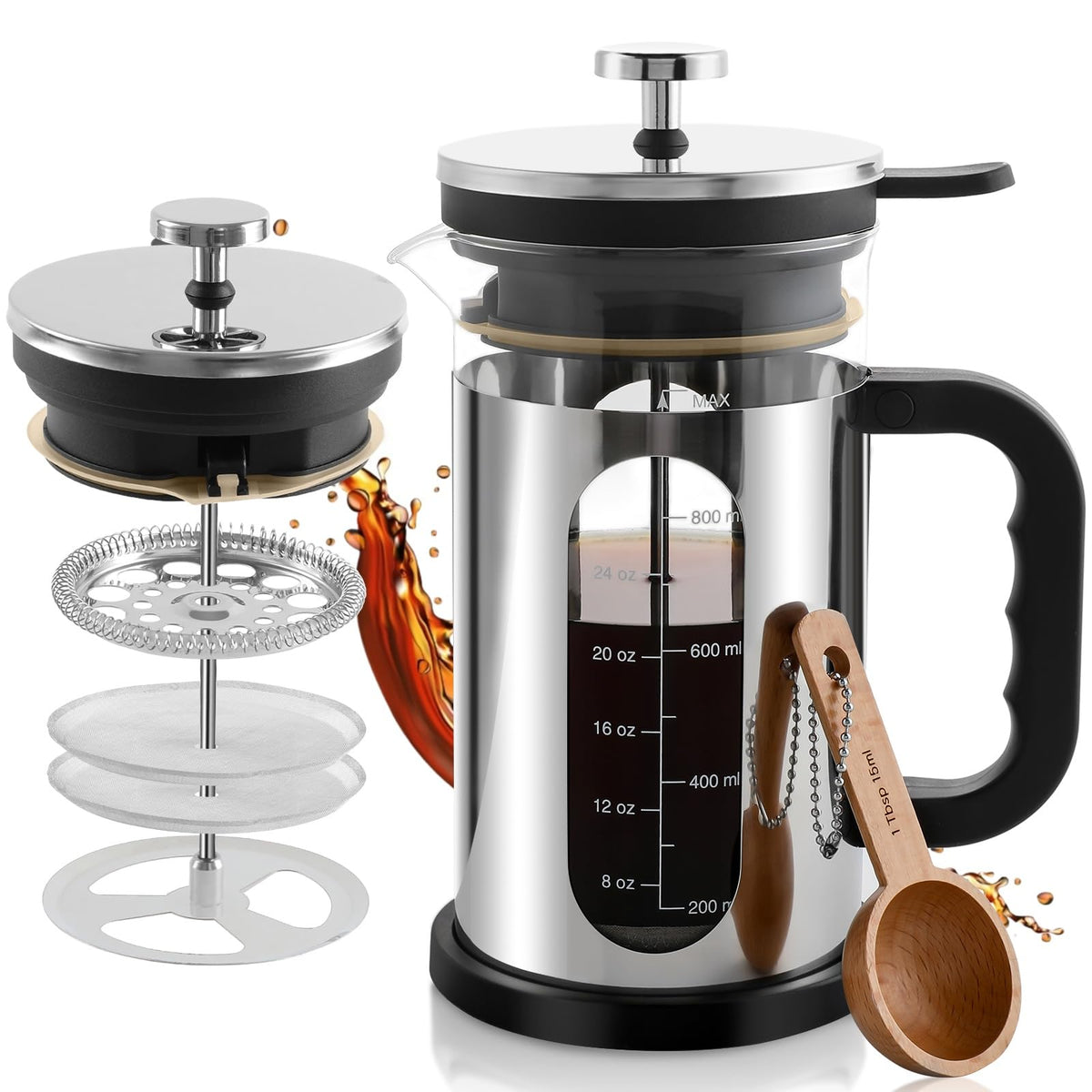 34 oz Borosilicate Glass Stainless Steel French Press N59603