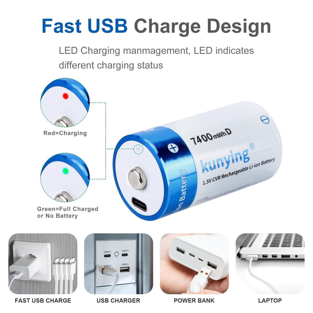 Rechargeable D Batteries with Charging G951954
