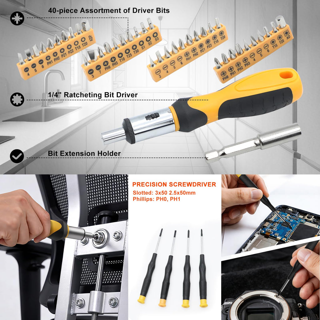 199 Piece Tool Kit with Socket Wrench Tool Box Case M231