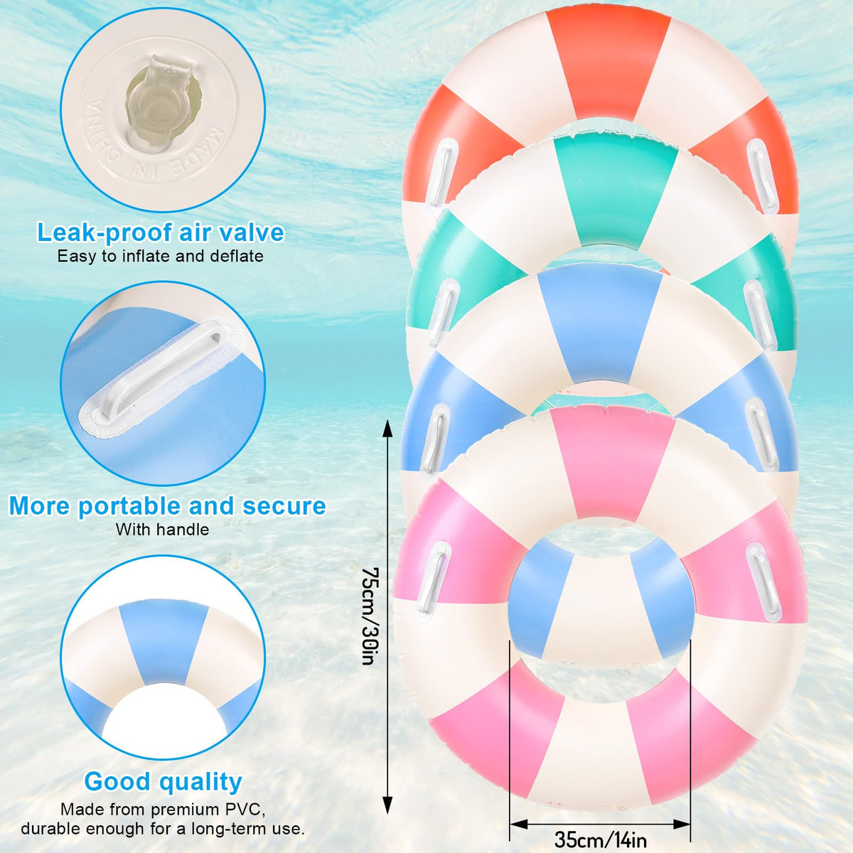 4Pcs Inflatable Pool Float with Handle H42684
