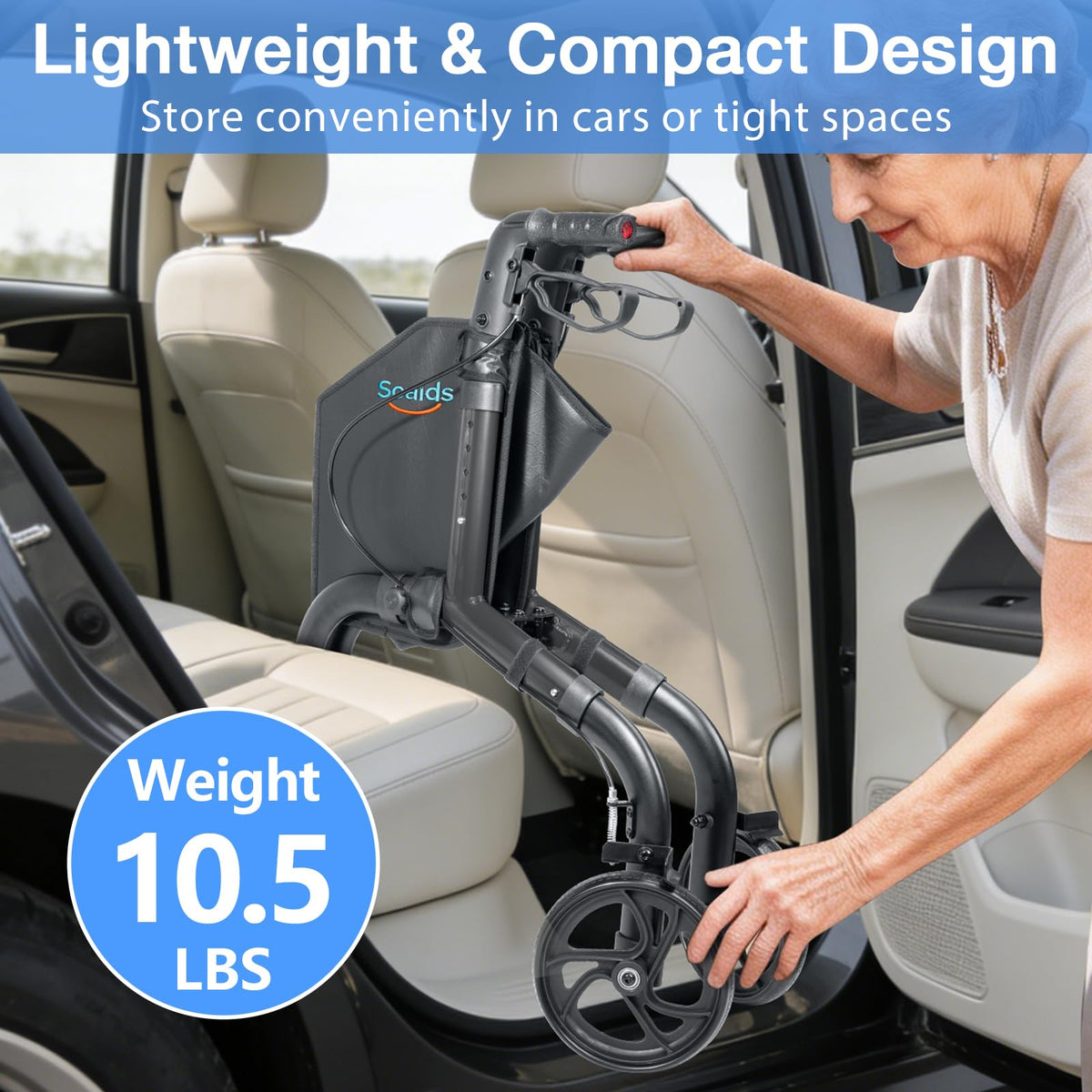 Lightweight Foldable 3 Wheel Walker D9568
