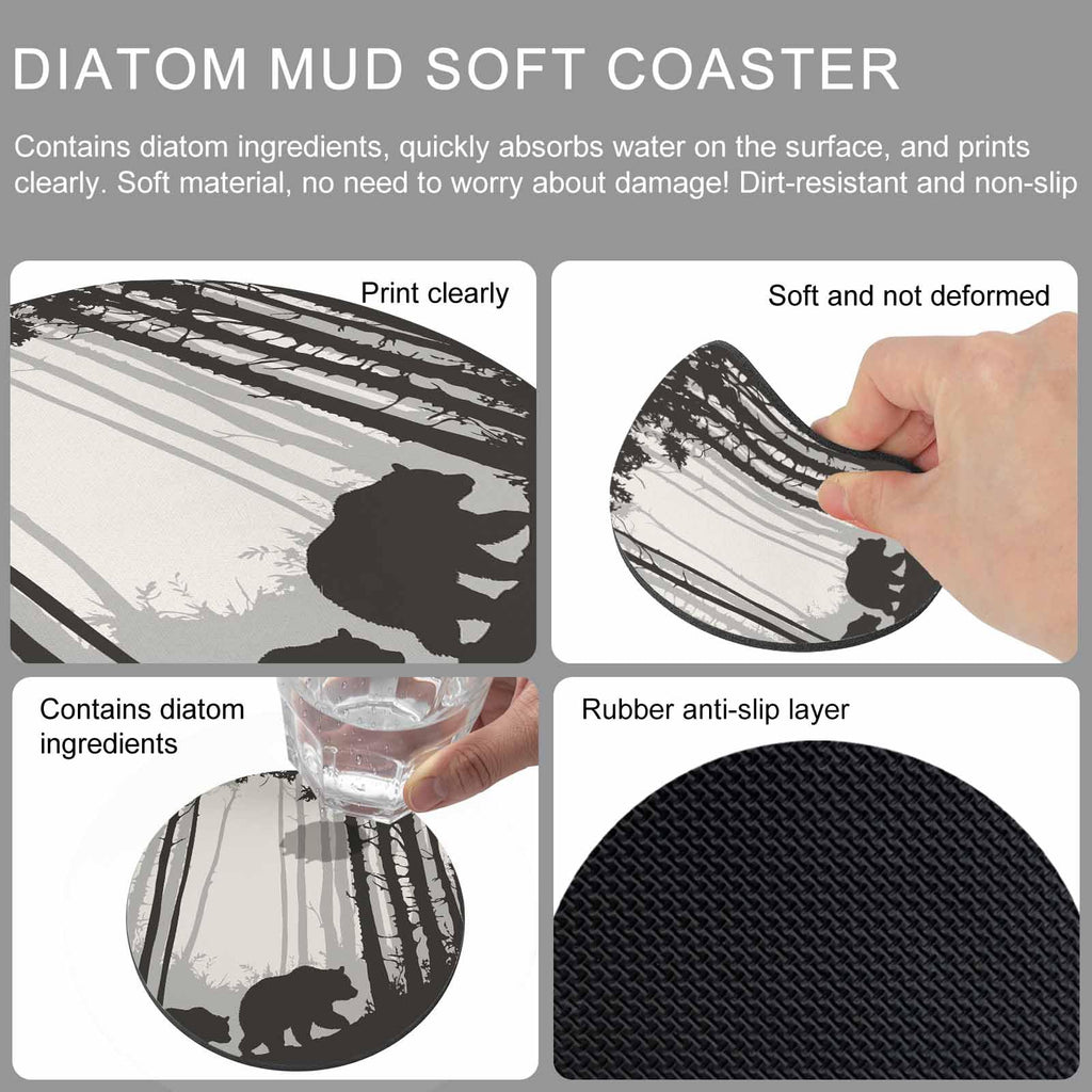 Black Grey Set of 4 Soft Absorbent Coasters C101049
