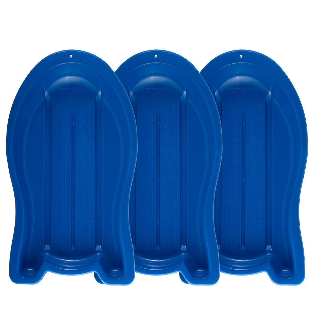 3 Pack Plastic Toboggan Snow Sled with Pull Ropes and Handles A56535