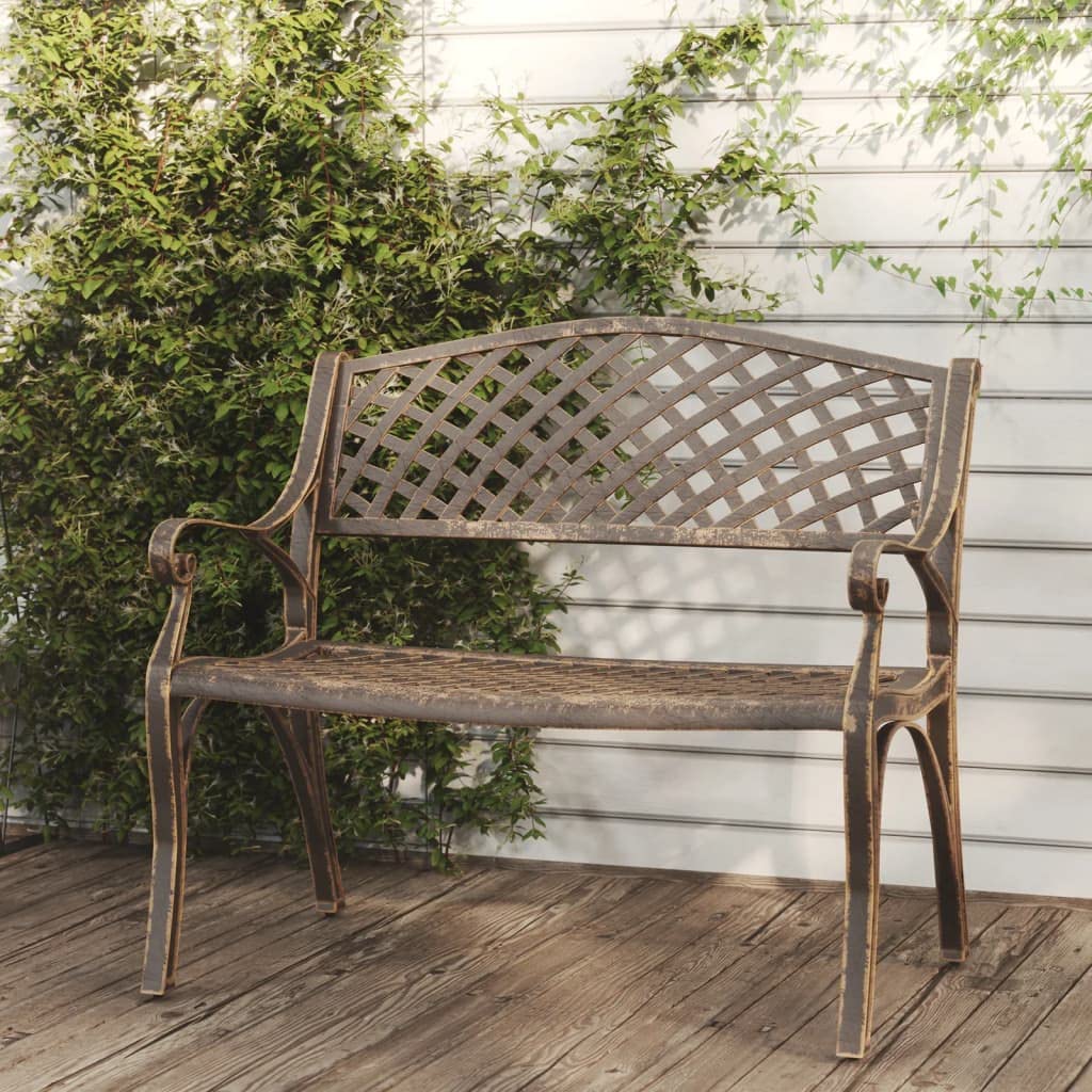 Bronze Cast Iron Garden Bench with Floral Design 40.2 Inch Y292191