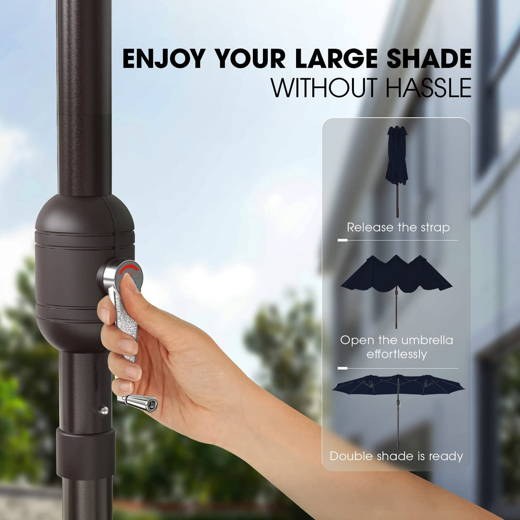 15ft Double-Sided Patio Umbrella with Base S693884