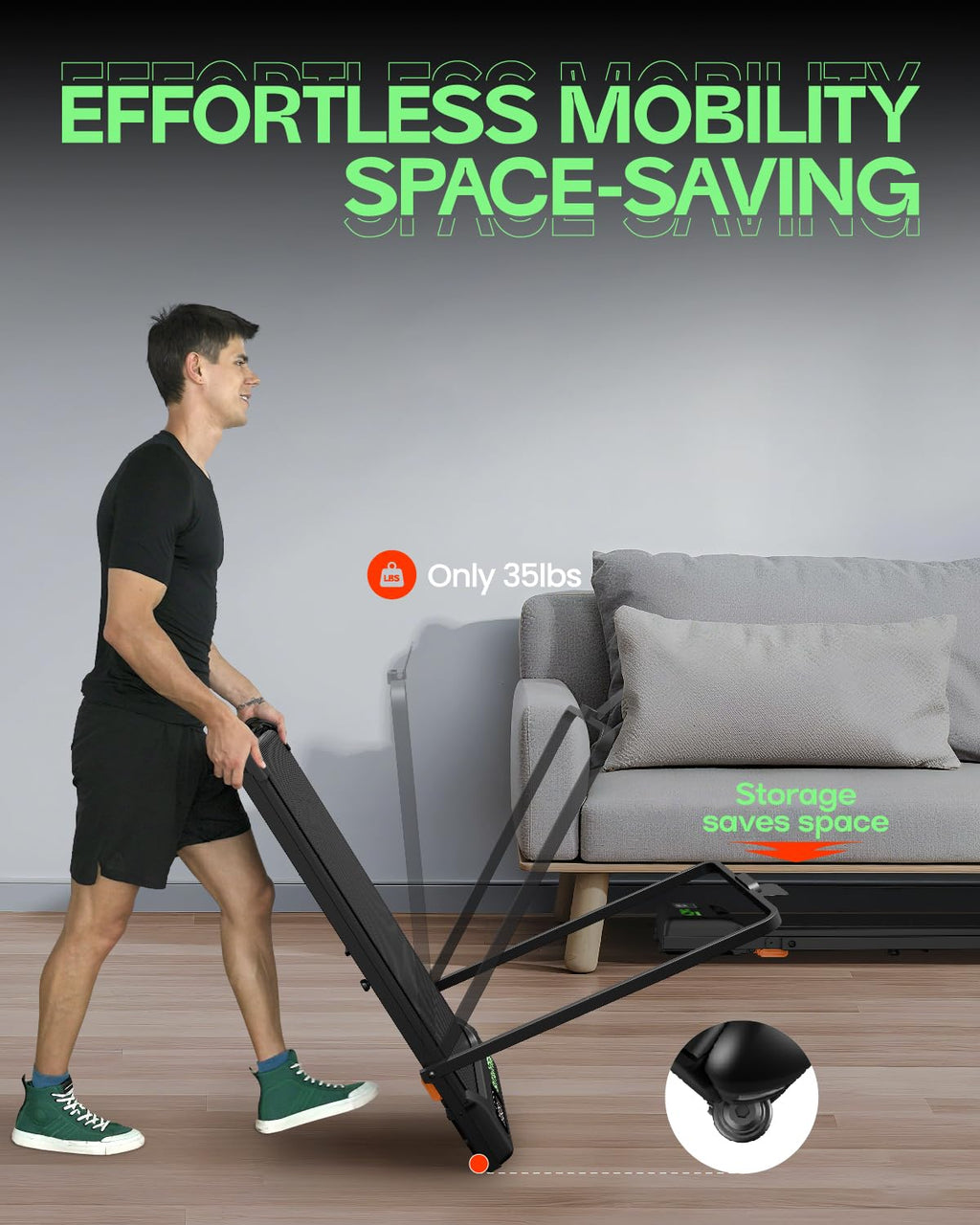 Folding Walking Pad with Incline, 2 in 1 Portable Under Desk Treadmill O65675
