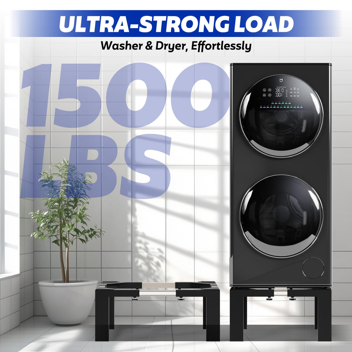 Heavy Duty Adjustable Laundry Pedestal Black K223530
