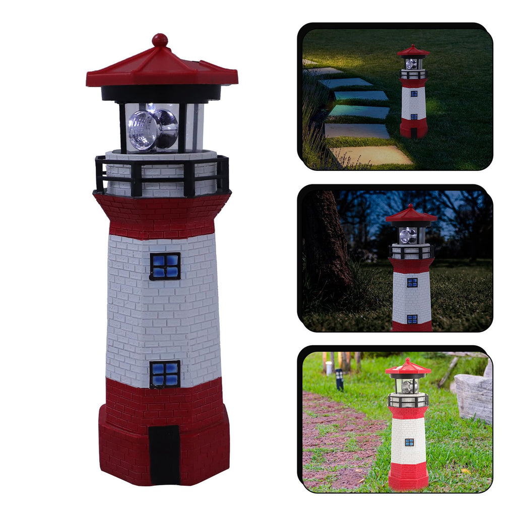 Solar Powered Rotating Lighthouse Resin LED Light K9312