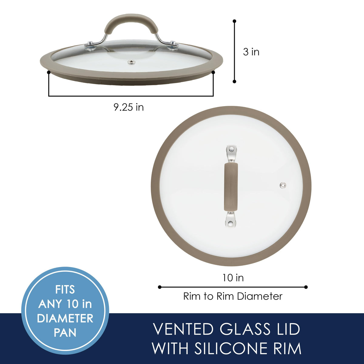 10-Inch Silicone-Rimmed Glass Lid O545716