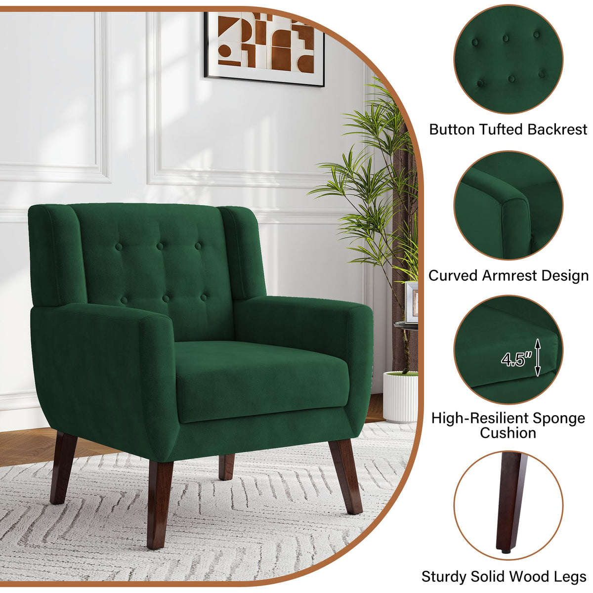 Velvet Accent Chairs Set of 2 B537