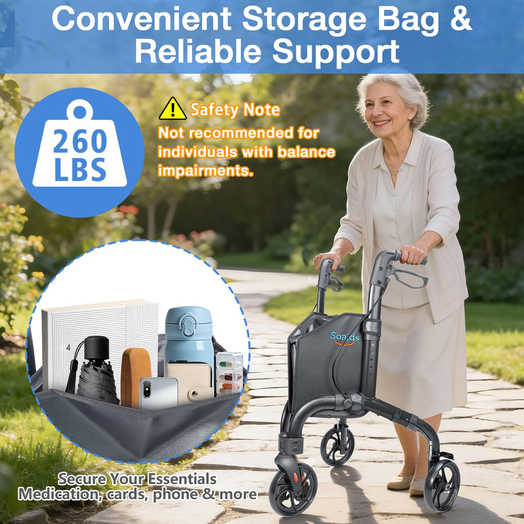 Lightweight Foldable 3 Wheel Walker D9568