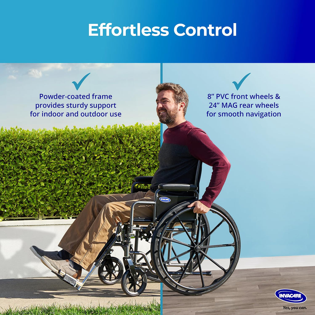 Portable Folding Lightweight Manual Wheelchair 18 Inch Seat B4091