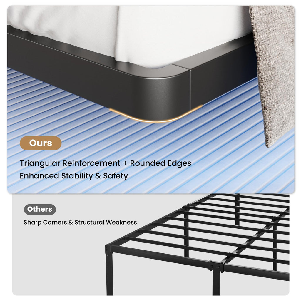 Full Size Floating Bed Frame with LED Lights, Black W95979