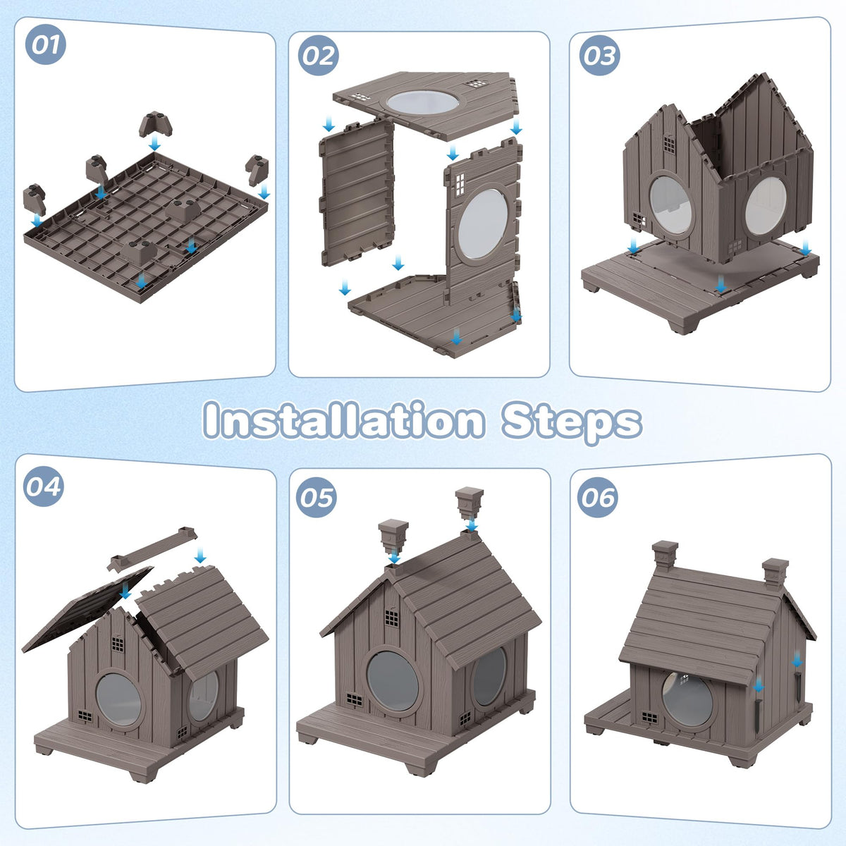 Weatherproof Resin Outdoor Cat House with Elevated Base Z793432