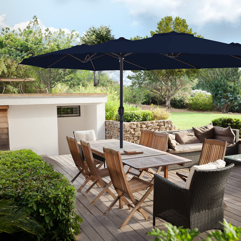 15ft Double-Sided Patio Umbrella with Base S693884
