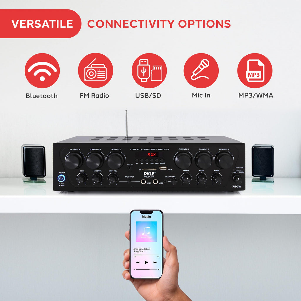 Wireless Bluetooth 6 Channel 750W Karaoke Amplifier X71482