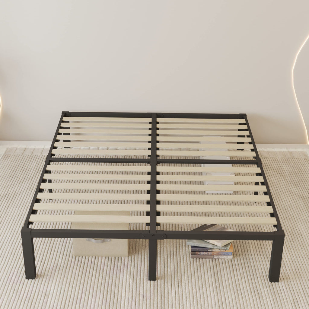 18 inch Queen Size Heavy Duty Platform Bed Frame with Wood Slats D341503