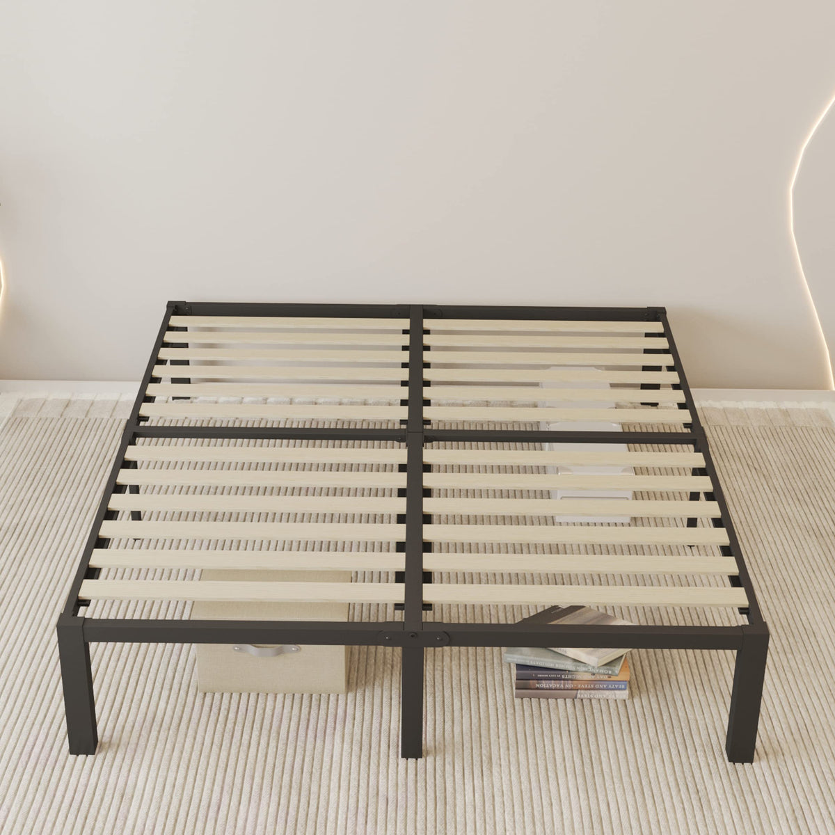 18 inch Queen Size Heavy Duty Platform Bed Frame with Wood Slats D341503