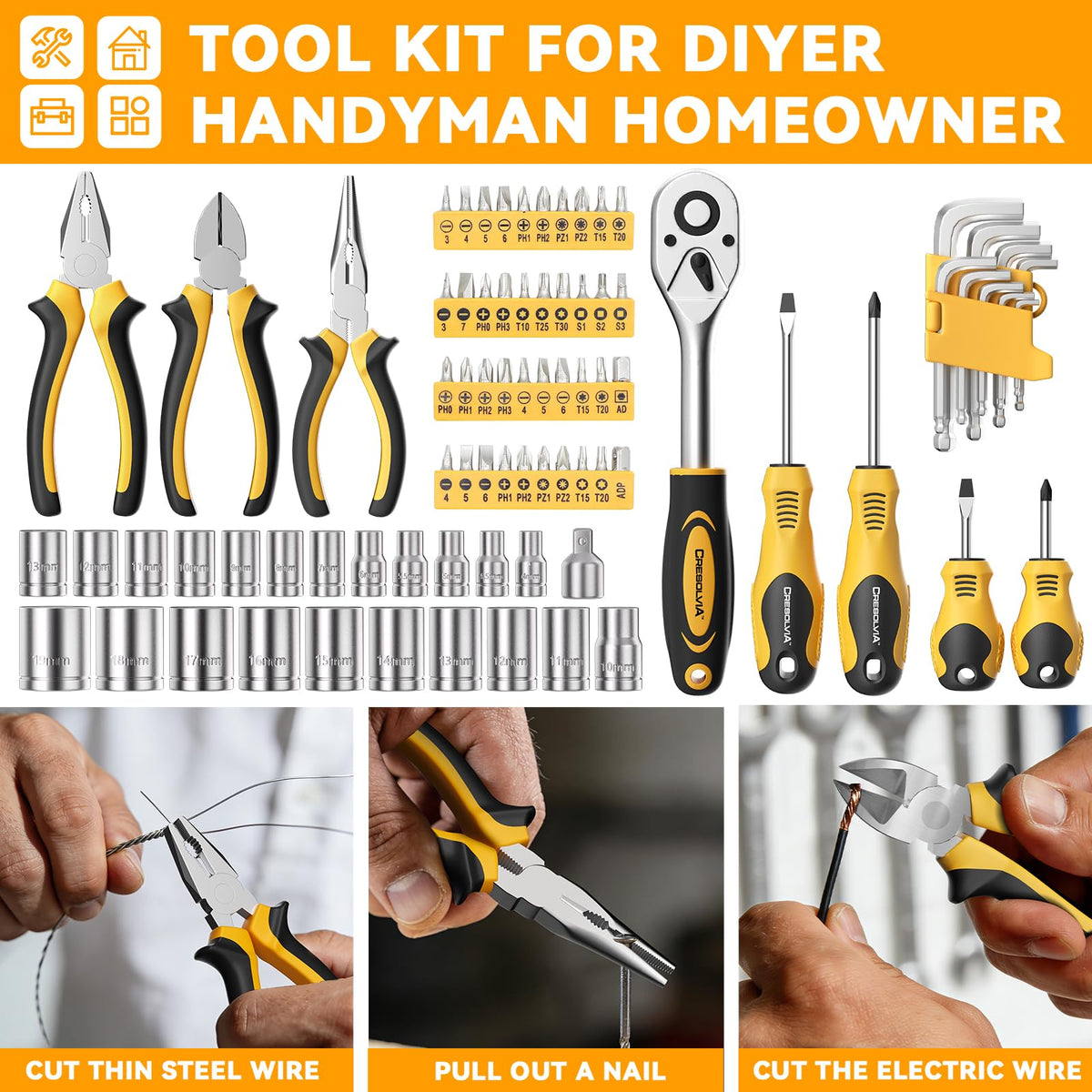 199 Piece Tool Kit with Socket Wrench Tool Box Case M231