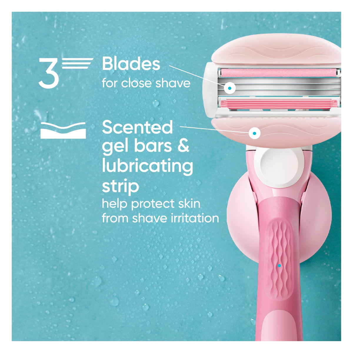 White Tea 3-Blade Razor Refills, 6 Count C990