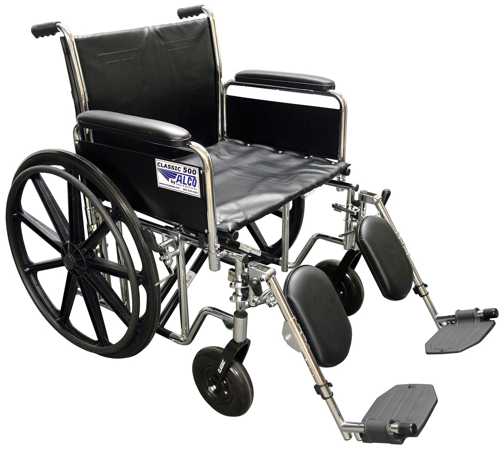 22" Heavy Duty Chrome Wheelchair with Removable Full Arms D718