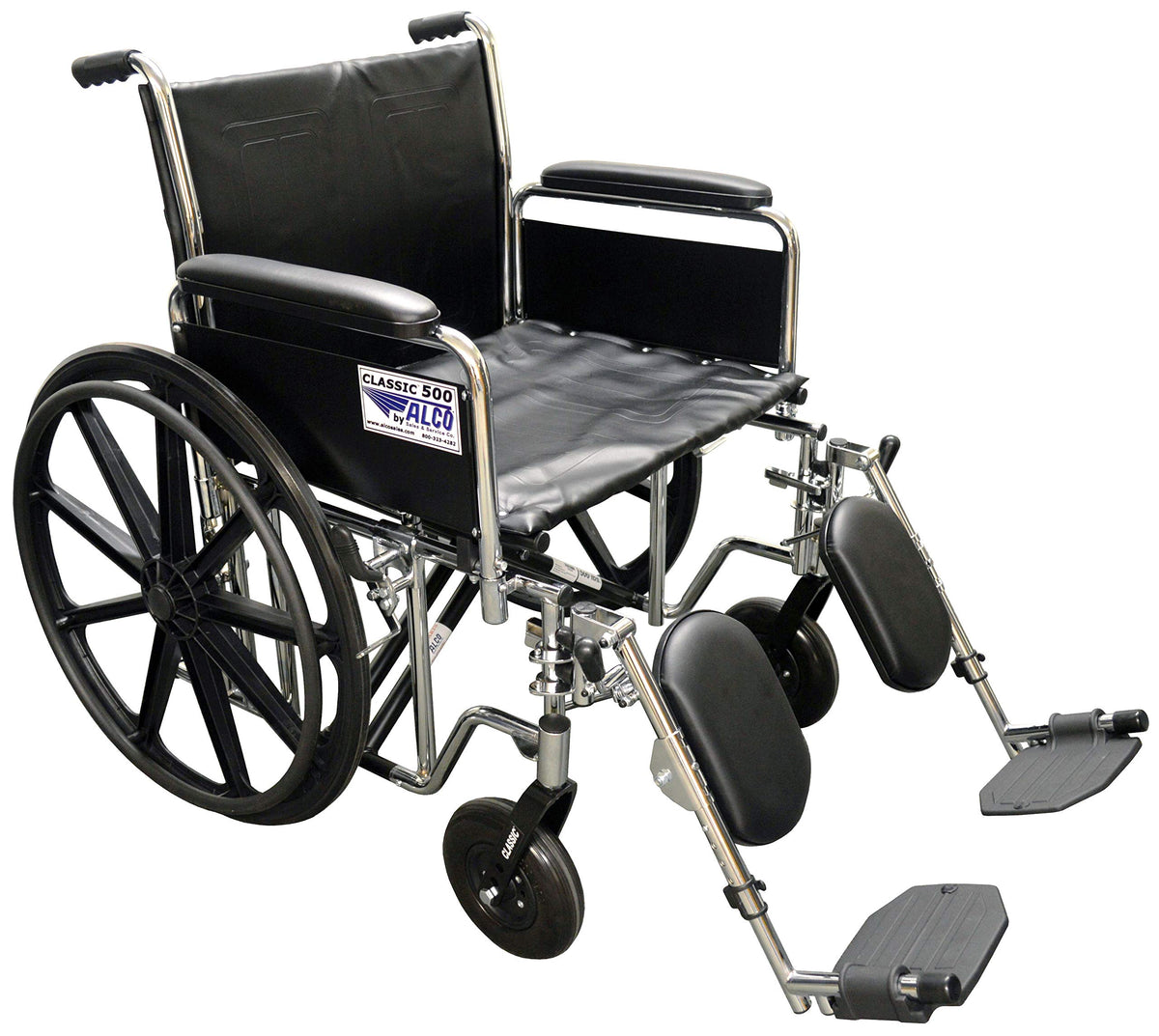 22" Heavy Duty Chrome Wheelchair with Removable Full Arms D718