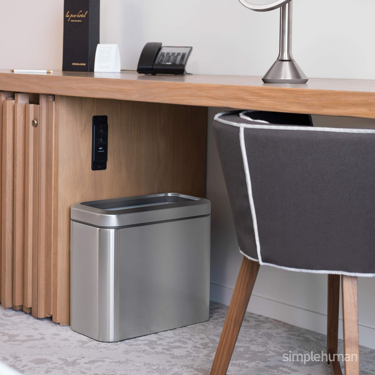 25L Brushed Stainless Steel Slim Open Trash Can K472660
