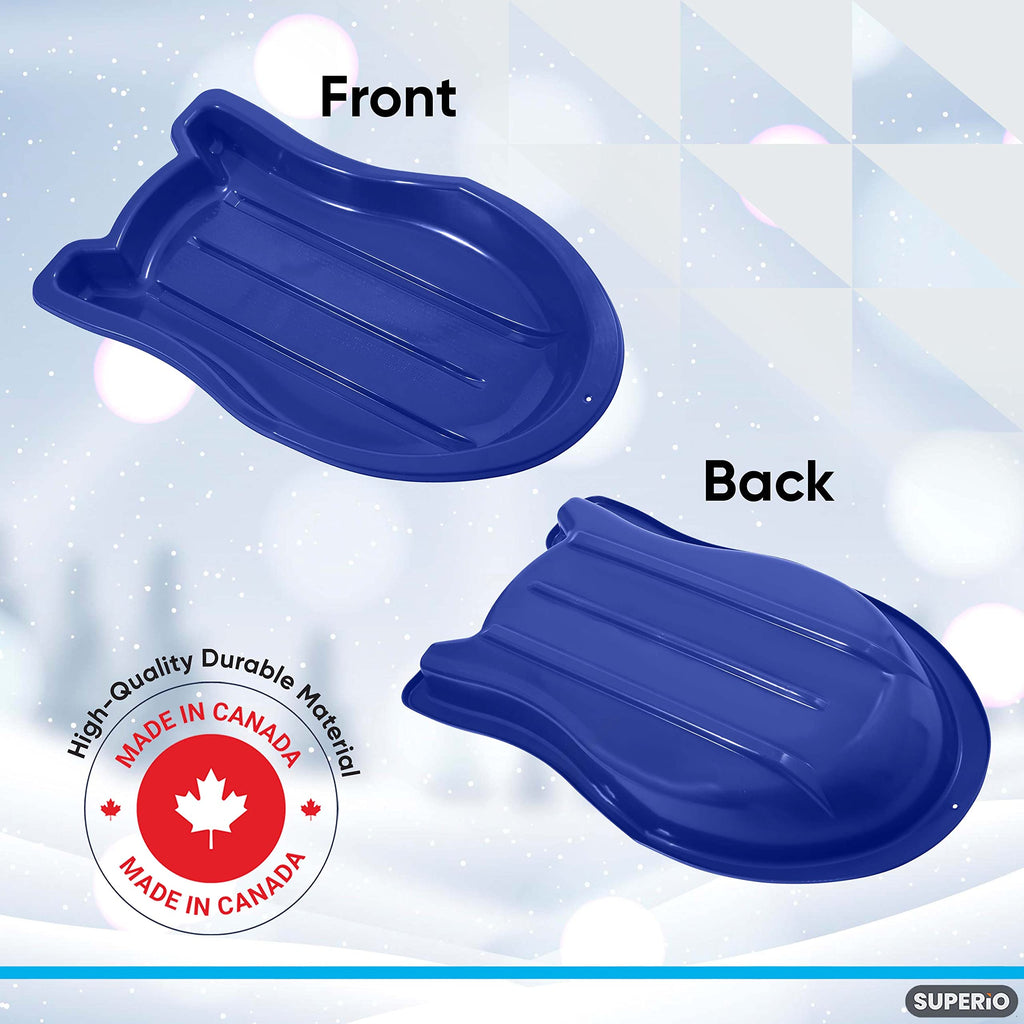 3 Pack Plastic Toboggan Snow Sled with Pull Ropes and Handles A56535