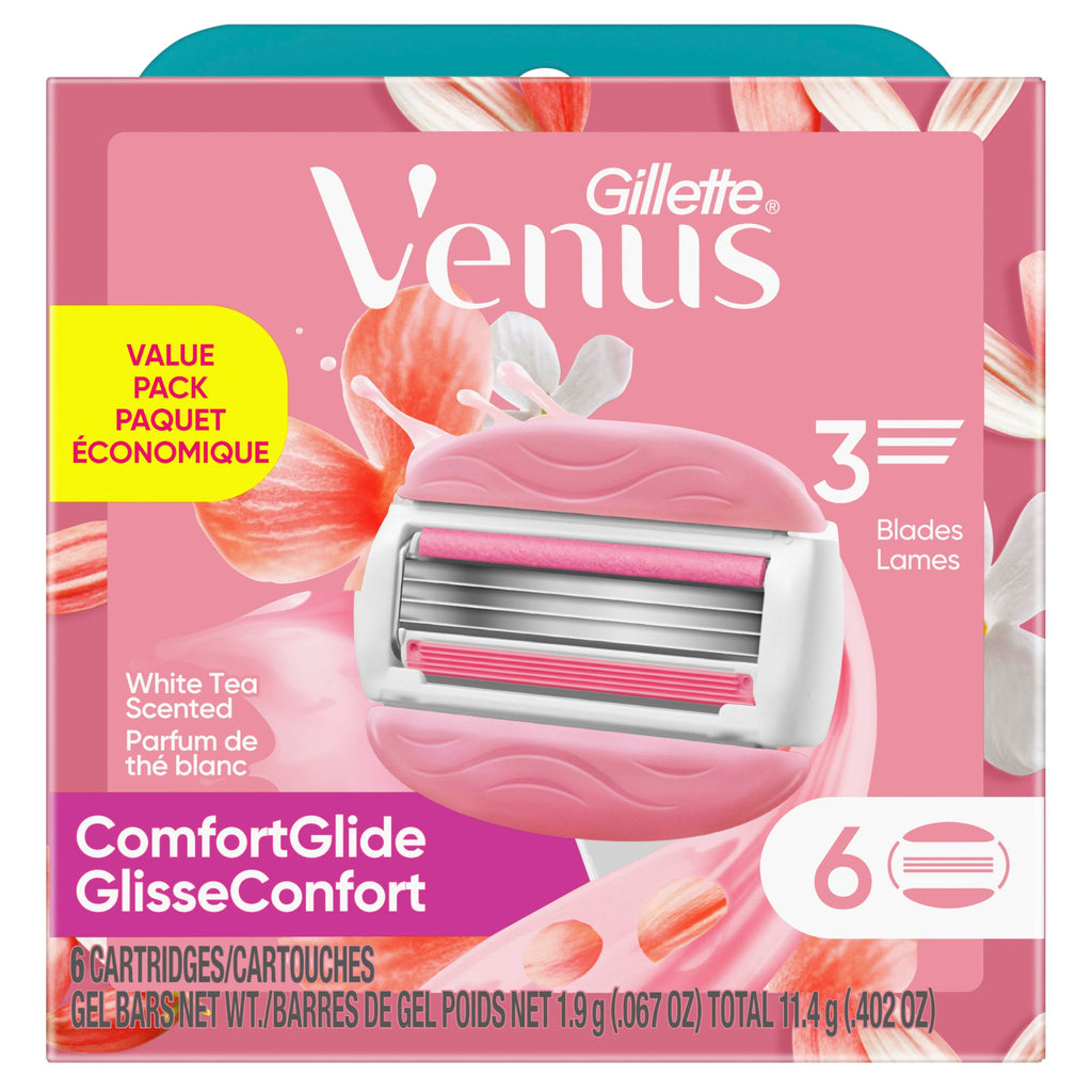 White Tea 3-Blade Razor Refills, 6 Count C990