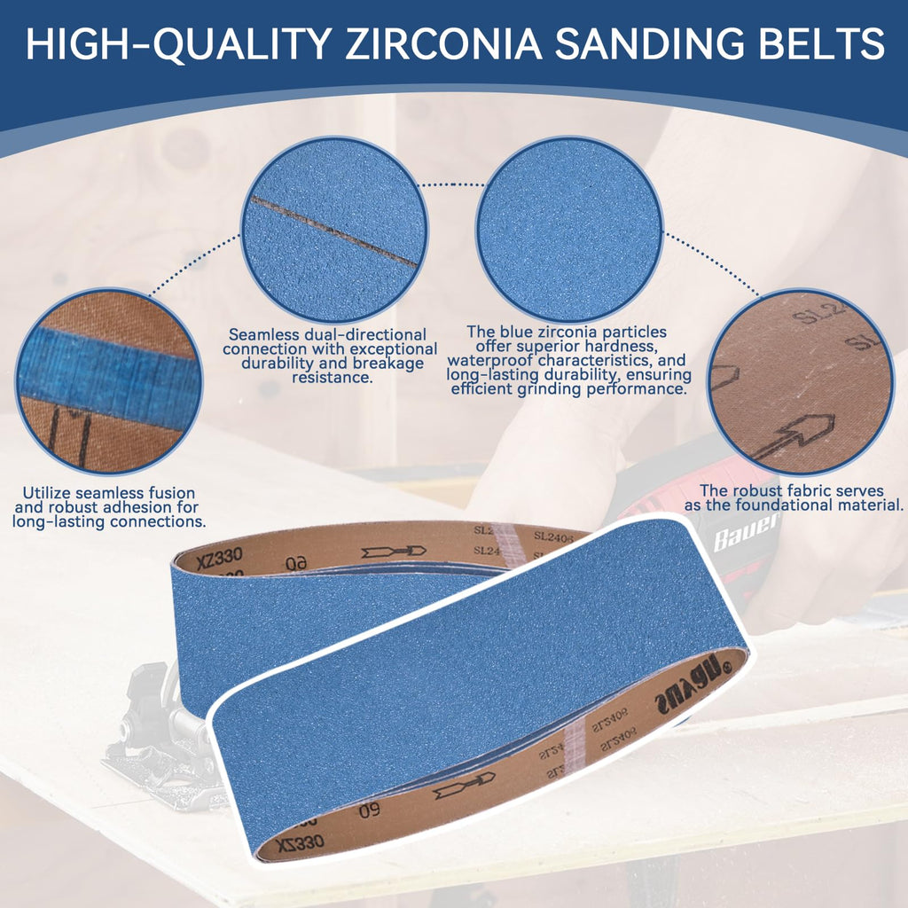 4x36 Inch 18 Pcs 6 Grits Zirconia Sanding Belts X741918