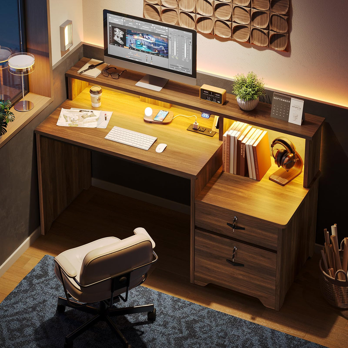 55-Inch Computer Desk with File Drawer F95513