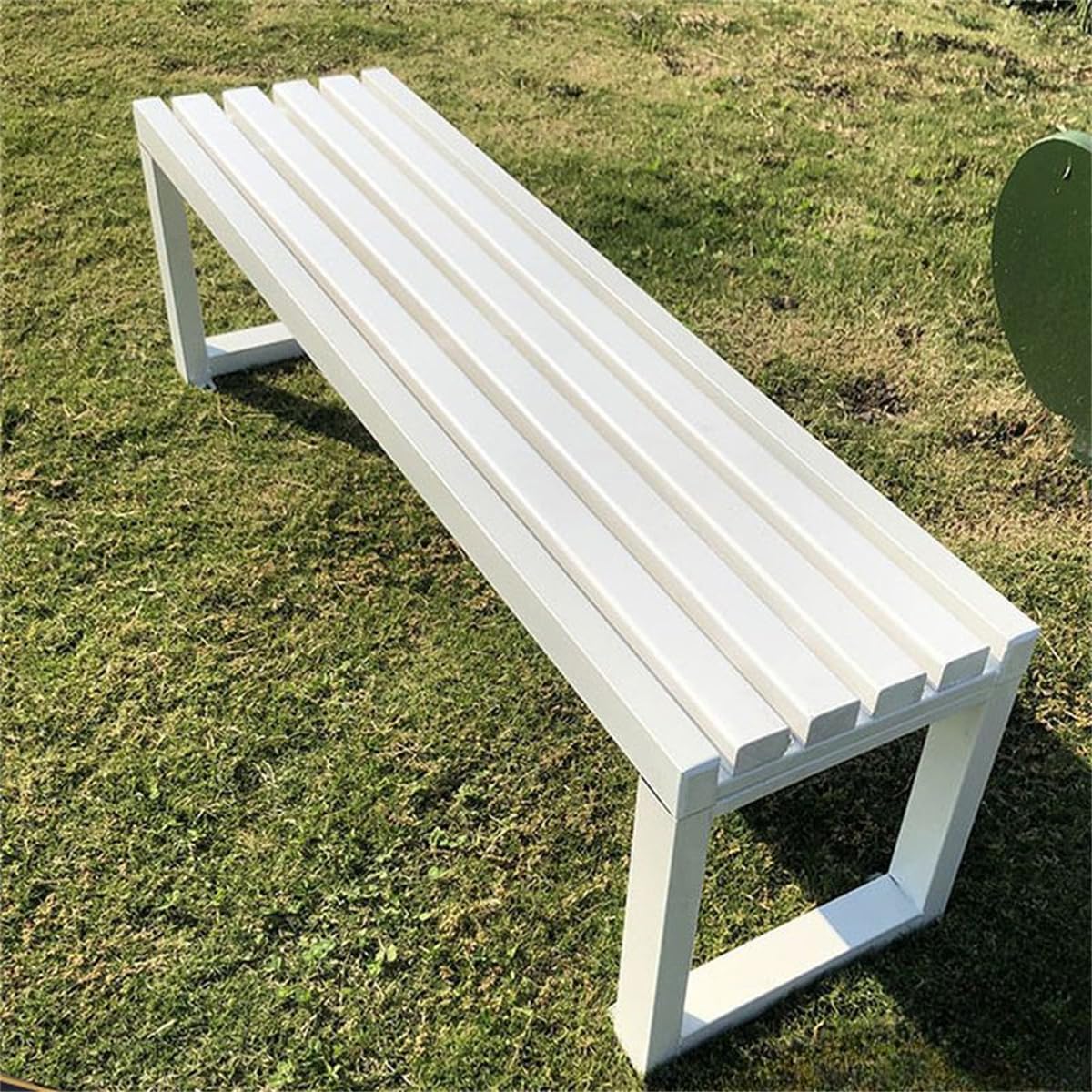 White Metal Frame Patio Bench F6193