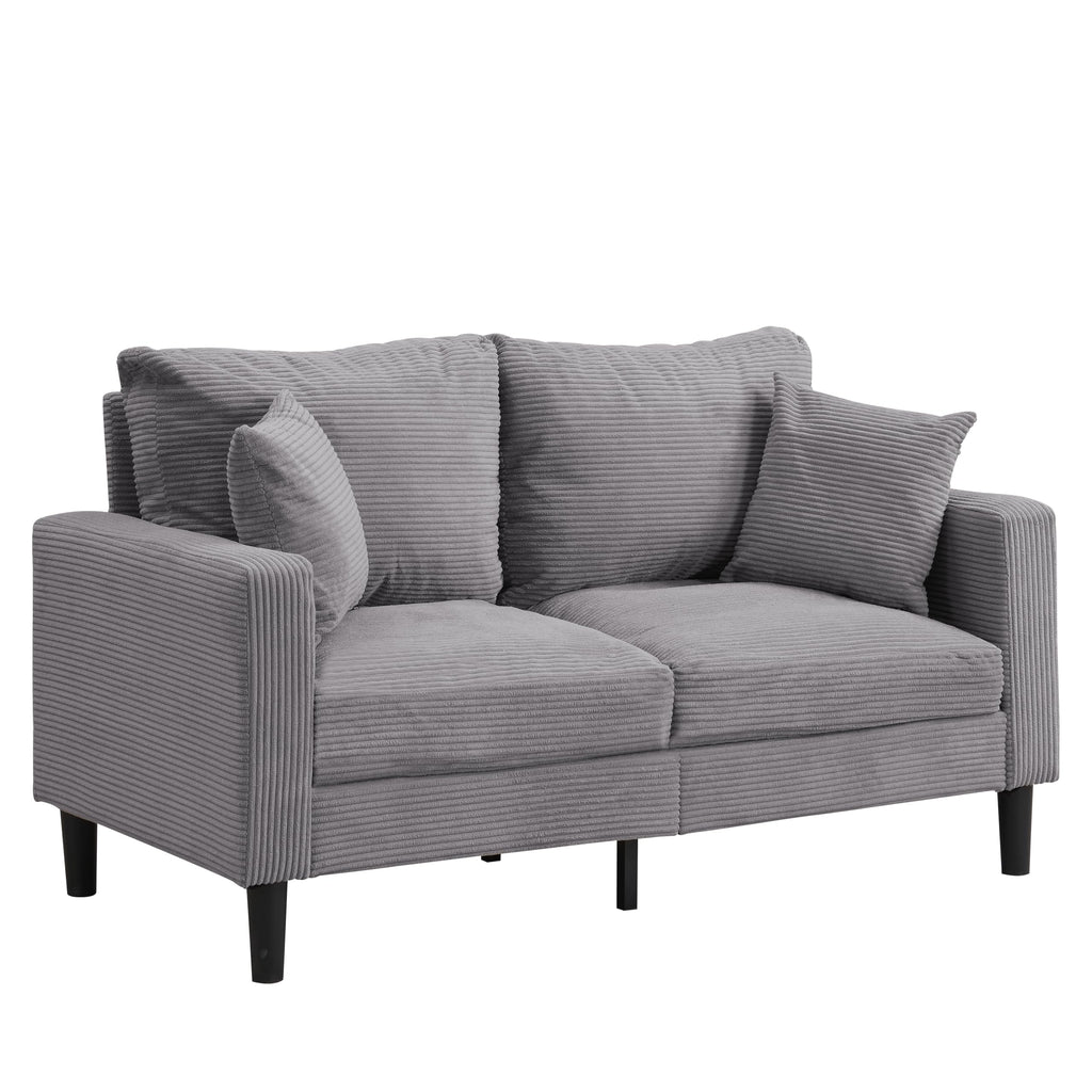 Light Gray 2-seat Upholstered Sofa with 2 Pillows V976