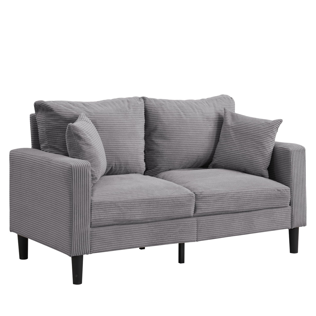 Light Gray 2-seat Upholstered Sofa with 2 Pillows V976
